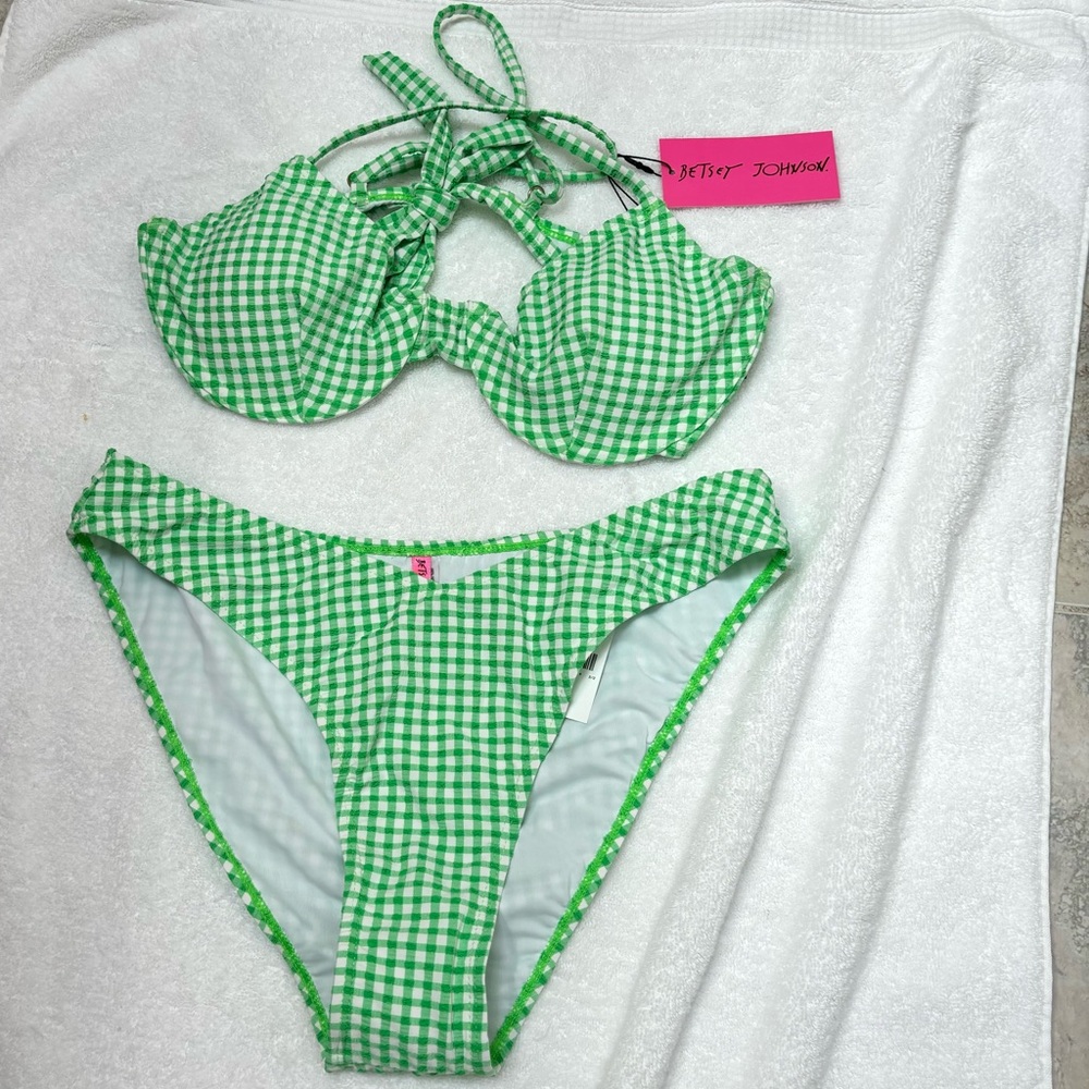 Betsey Johnson Green Gingham Bikini